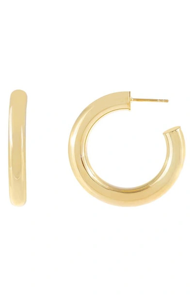 Shop Adinas Jewels Tube Hoop Earrings In Gold