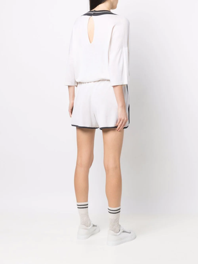 Brunello Cucinelli Cashmere-silk V-neck Top In White
