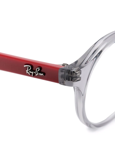 Shop Ray-ban Junior Logo Round-frame Glasses In Grey