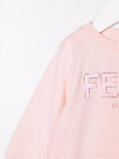 Shop Fendi Embroidered-logo Sweatshirt In Pink