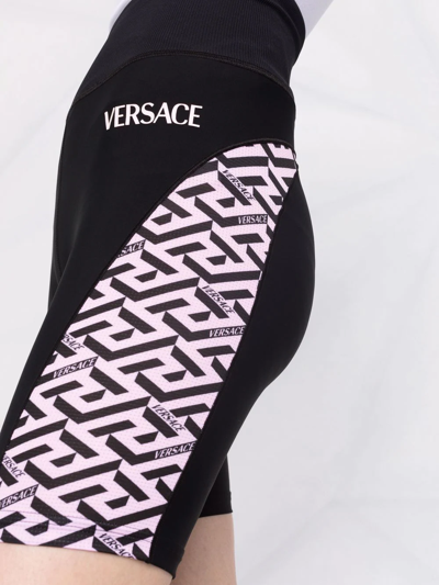 Shop Versace Greca Signature Cycling Shorts In Black