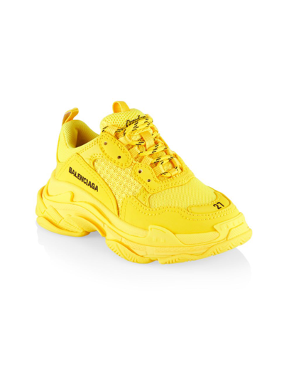 Shop Balenciaga Little Kid's & Kid's Triple S Sneakers In Yellow