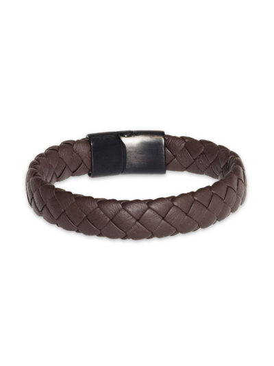 Shop Jan Leslie Men's Braided Leather Bracelet In Neutral