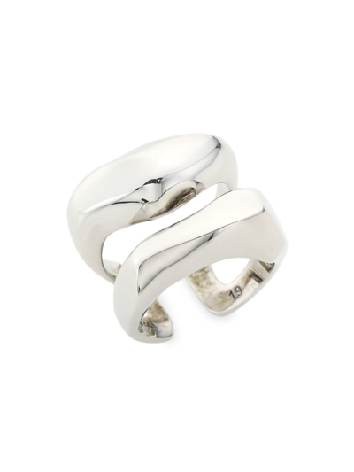 Shop Alexander Mcqueen Molt Stacked Ring In Silver