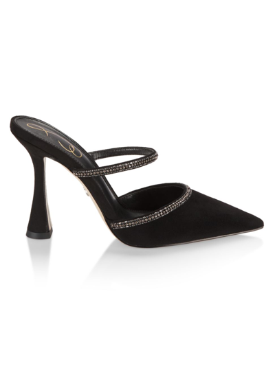 Shop Sam Edelman Anita Embellished High-heel Mules In Black