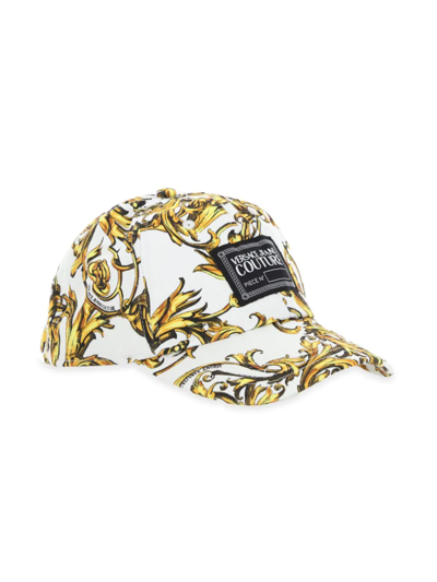 Shop Versace Jeans Couture Garland Baroque Baseball Cap In White Gold