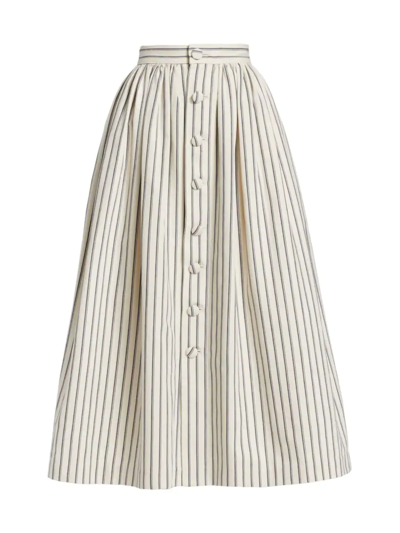 Shop Adam Lippes Striped A-line Skirt In Canvas Indigo