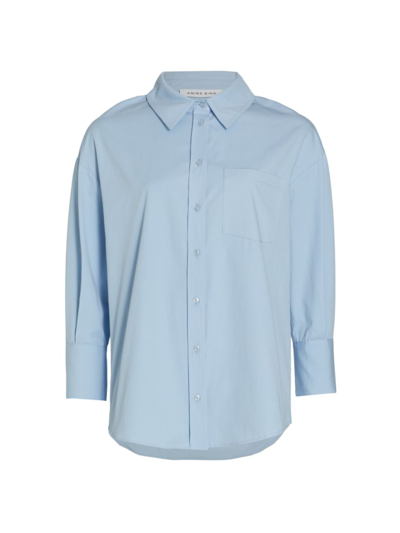 Shop Anine Bing Women's Mika Cotton Shirt In Blue