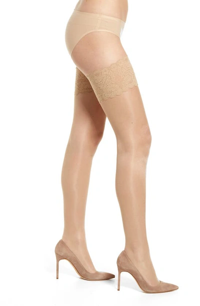 Shop Wolford Satin Touch 20 Stay-up Stockings In Cosmetic