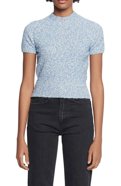 Shop Sandro Marled Crop Sweater In Sky Blue