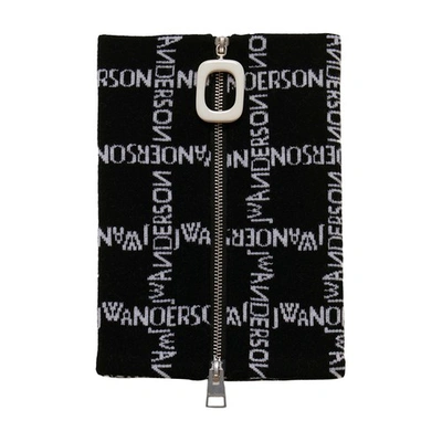Shop Jw Anderson Logo Grid Foldover Neckband In Black Off White