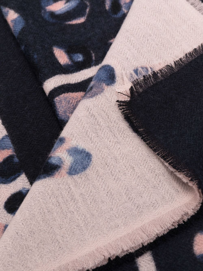 Iris Von Arnim Iris Leopard-print Cashmere Scarf In Blue