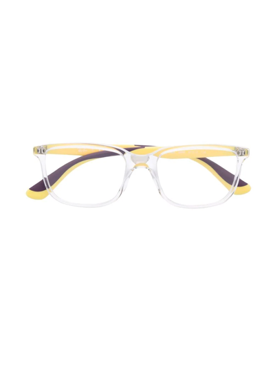 Shop Ray-ban Junior Contrast Square-frame Glasses In White