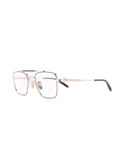 Shop Akoni Pilot-frame Glasses In Gold