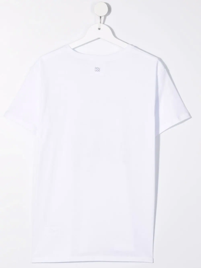 Shop Douuod Slogan-print Cotton T-shirt In White