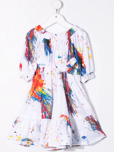 Msgm Dress With Paint Splatters Print In White