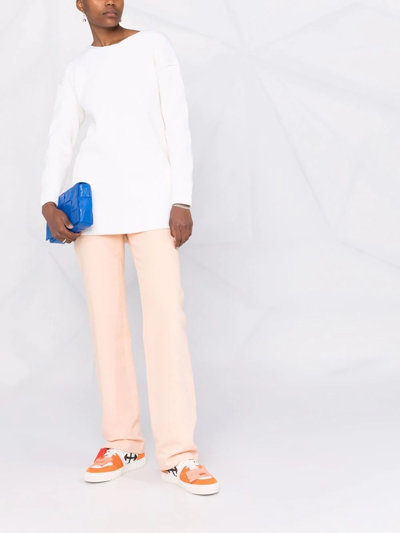 Off-white Ribbed-knit Wool Jumper In White