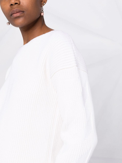 Off-white Ribbed-knit Wool Jumper In White