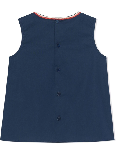 Shop Gucci Gg-embroidered Sleeveless Dress In Blue