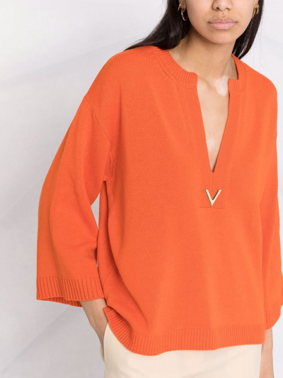 Shop Valentino V-necked Top In Orange