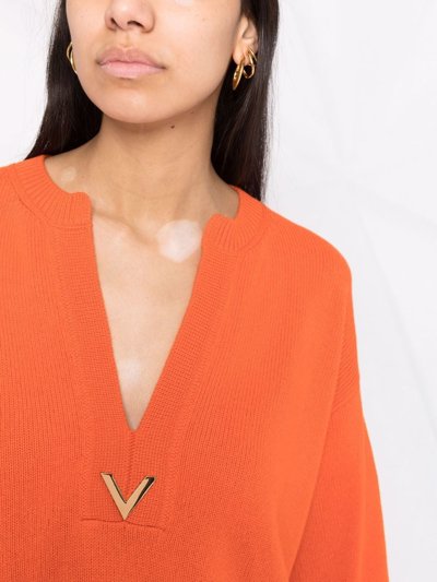 Shop Valentino V-necked Top In Orange