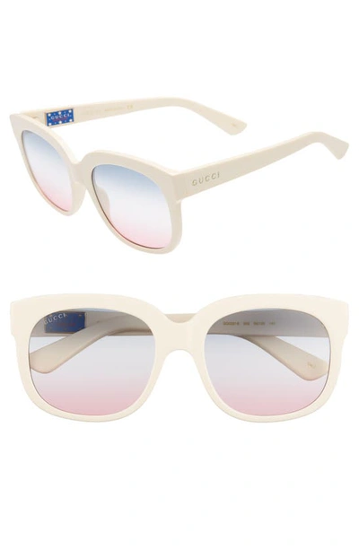 Shop Gucci 56mm Gradient Cat Eye Sunglasses In Ivory/ Blue/ Azur/ Pink