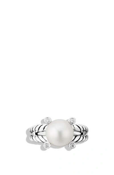 Shop David Yurman Cable Pearl Ring With Diamonds