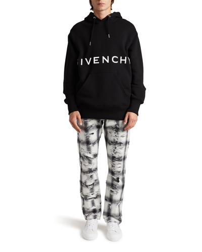 Shop Givenchy Men's Embossed Logo Hoodie In Night Blue