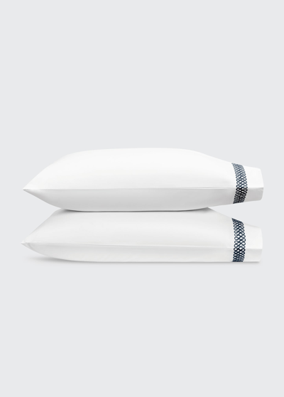 Matouk Astor Braid Pillowcases, Pair, Standard In Sky