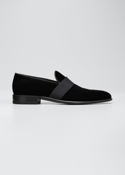 Santoni Men's Isomer-vlun01 Velvet Slip On Formal Loafers In Black