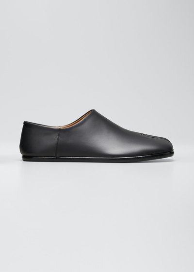 Shop Maison Margiela Men's Tabi Split-toe Leather Loafers In Black