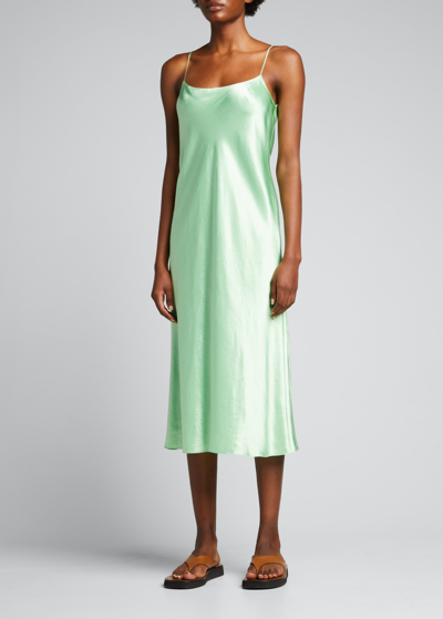 Shop Vince Satin Slip Dress In Lime