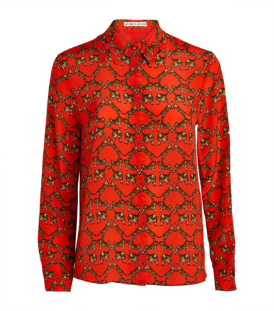 Shop Alice And Olivia Silk Willa Shirt In Multi