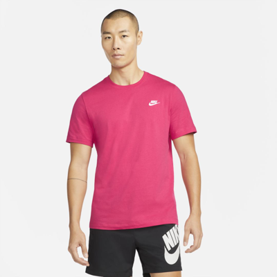 Shop Nike Sportswear Club Men's T-shirt In Rush Pink,black
