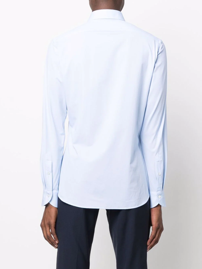 Shop Xacus Plain Button-down Shirt In Blau
