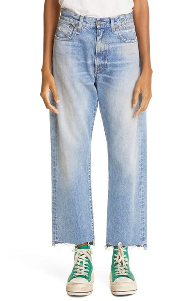 Shop R13 High Waist Distressed Raw Hem Boyfriend Jeans In Irving Blue