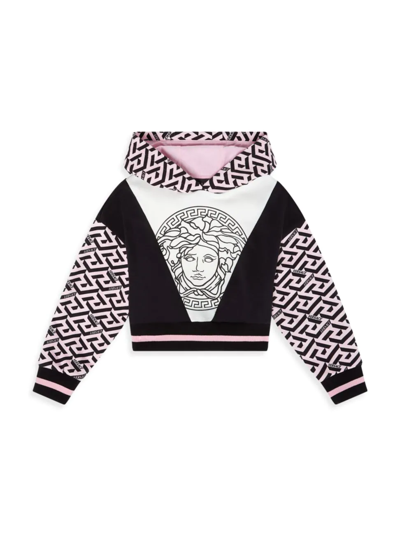 Shop Versace Girl's La Greca Signature Sweatshirt In Neutral
