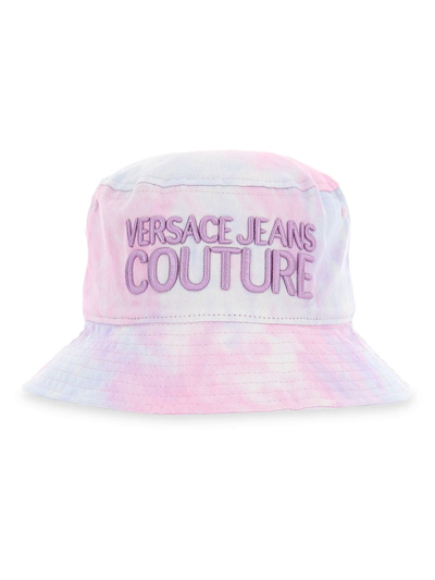 Shop Versace Jeans Couture Men's Tie-dye Logo Bucket Hat In Lavender