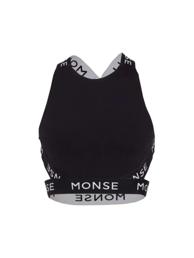 Shop Monse Women's Halter Sports Logo Crop Top In Black
