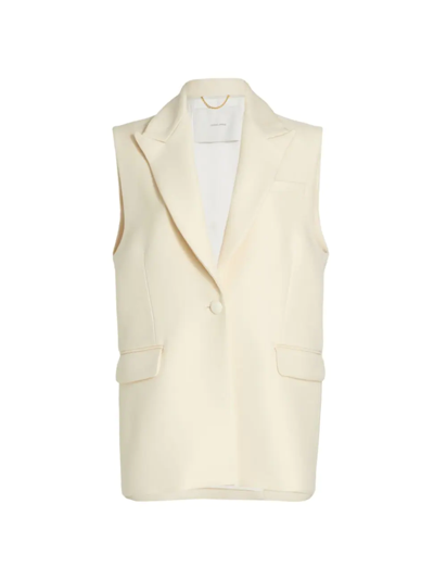 Shop Adam Lippes Women's Silk-wool Blend Tuxedo Vest In Ivory