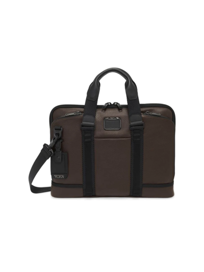 Shop Tumi Men's Alpha Bravo Academy Leather Briefcase In Dark Brown
