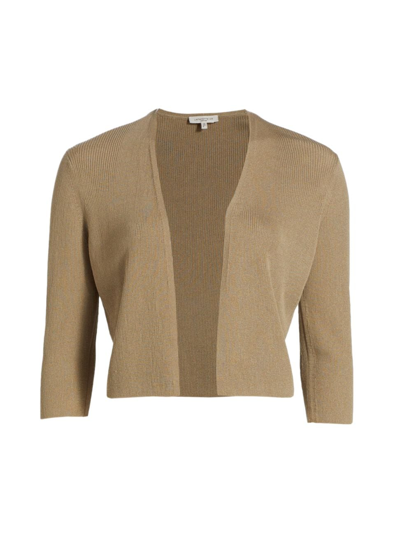 Shop Lafayette 148 Cropped Open Front Cardigan In Green Clay