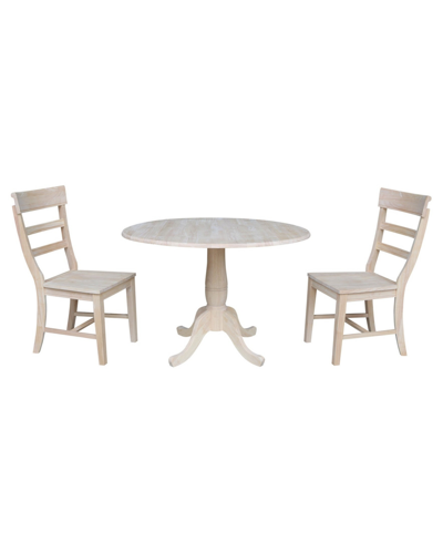 Shop International Concepts 42" Round Top Pedestal Table With 2 Chairs In Cream