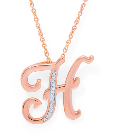 Macy's Diamond Accent Initial Pendant Necklace 18" In Gold Plate Or Rose Gold Plate In Rose Gold H