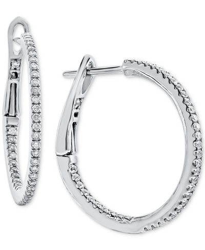 Macy's Diamond Inside Out Hoop Earrings (1/4 Ct. T.w.) In 14k White Gold In White Gold