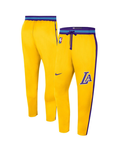 Shop Nike Men's  Gold Los Angeles Lakers 2021/22 City Edition Therma Flex Showtime Pants