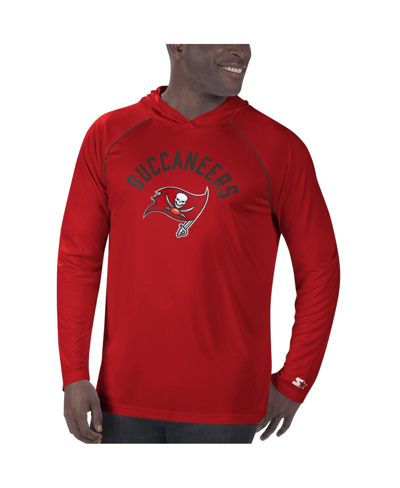 Shop Starter Men's  Red Tampa Bay Buccaneers Raglan Long Sleeve Hoodie T-shirt