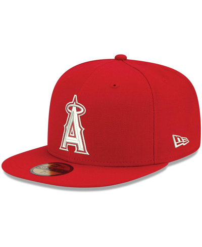 Shop New Era Men's  Red Los Angeles Angels Logo White 59fifty Fitted Hat