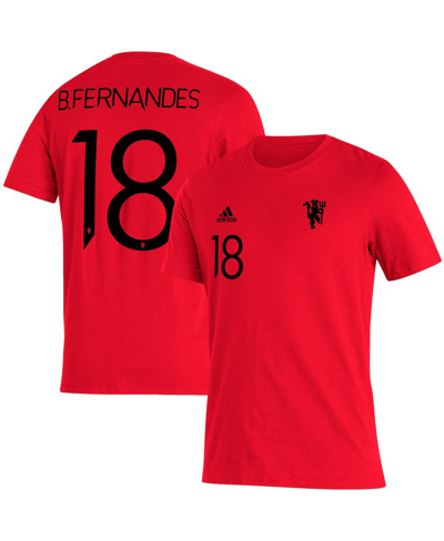 Shop Adidas Originals Men's Adidas Bruno Fernandes Red Manchester United Name And Number Amplifier T-shirt