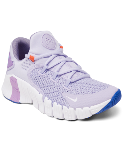 Shop Nike Women's Free Metcon 4 Training Sneakers From Finish Line In Violet/white/lilac